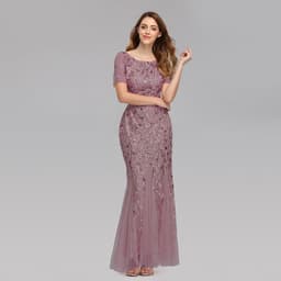 image-Large Size Evening Dress Foreign Trade Amazon Hot Sale European And American Version Pearl Mesh Fishtail Slim Sexy Women'S Clothing In Stock