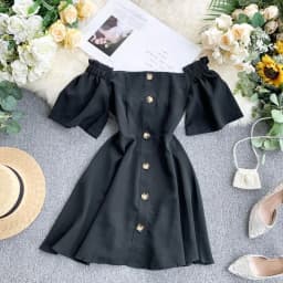 image-Single - breasted waist dress