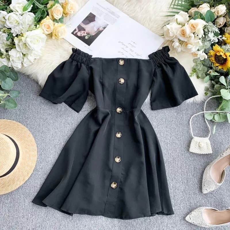 image-Single - breasted waist dress