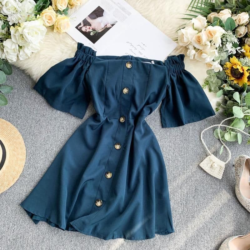 image-Single - breasted waist dress