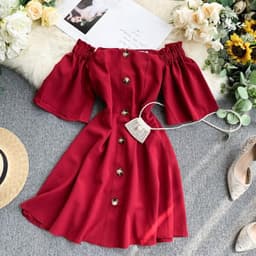 image-Single - breasted waist dress