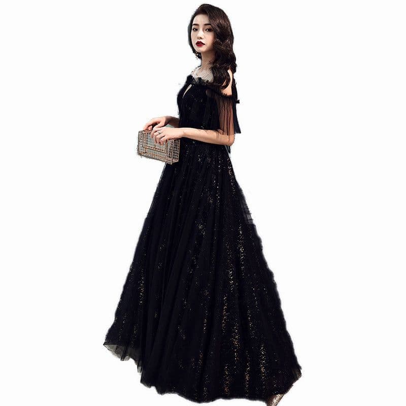 image-Ladies Banquet Black Long Evening Dress
