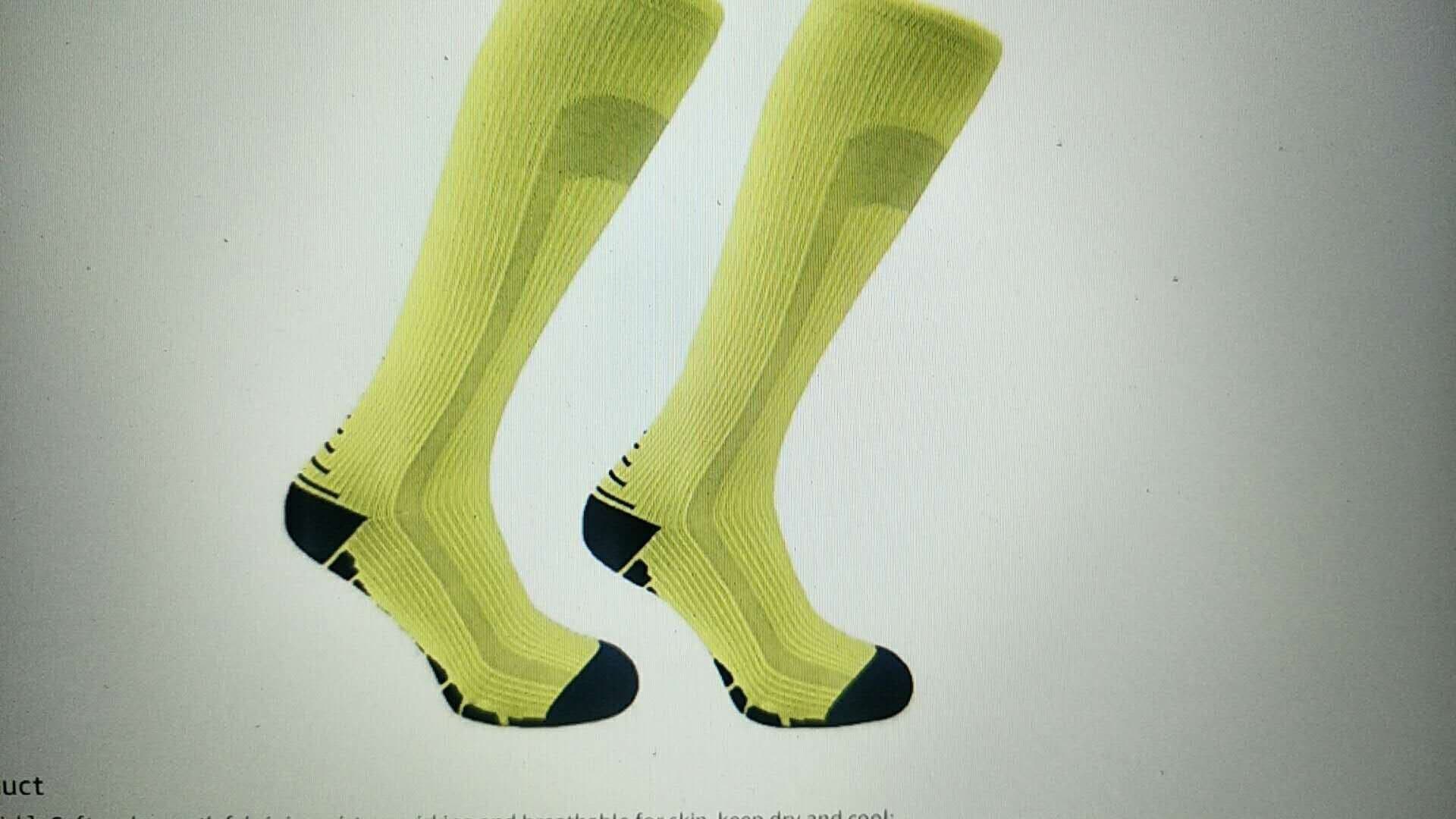 image-Unihealth Nylon Compression Socks - Men's/Women's Gradient Design - Navy Blue/Yellow - Size L/XL