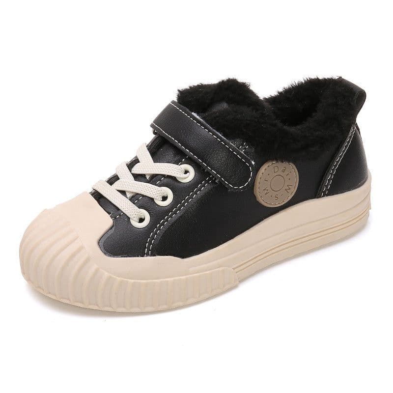 image-Fashion Boys Toe Shoes Plus Velvet Sneakers