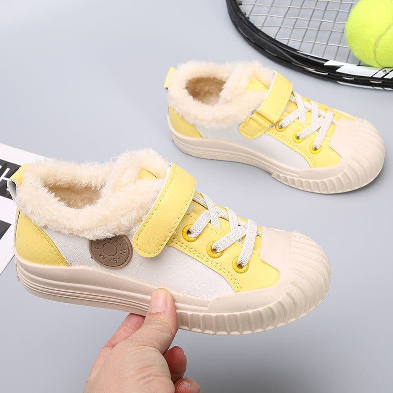 image-Fashion Boys Toe Shoes Plus Velvet Sneakers
