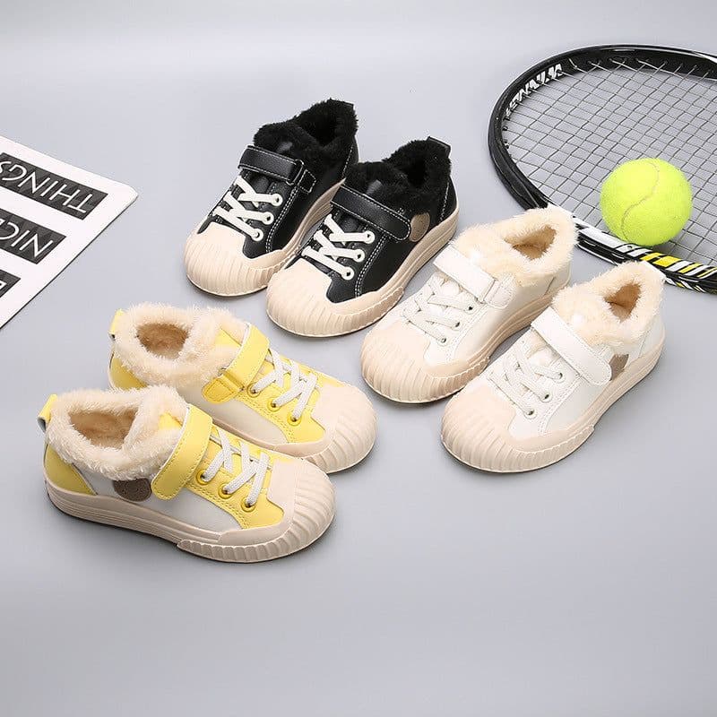 image-Fashion Boys Toe Shoes Plus Velvet Sneakers