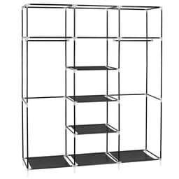 image-69" Portable Clothes Closet Non-Woven Fabric Wardrobe Double Rod Storage Organizer Black