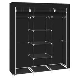image-69" Portable Clothes Closet Non-Woven Fabric Wardrobe Double Rod Storage Organizer Black