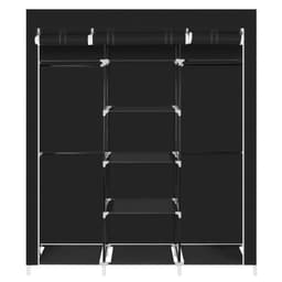 image-69" Portable Clothes Closet Non-Woven Fabric Wardrobe Double Rod Storage Organizer Black