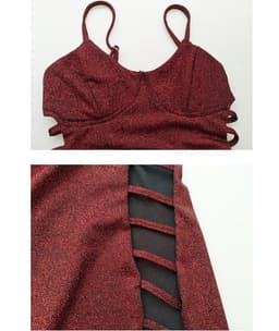 image-European sexy V-neck strap bandage gold silk dress