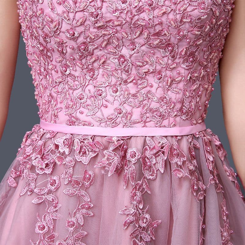 image-new mid-length pink evening dress banquet double shoulder graduation dress