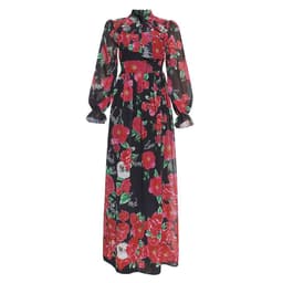 image-African Clothing Women's Chiffon Print Big Swing Dress Long Skirt
