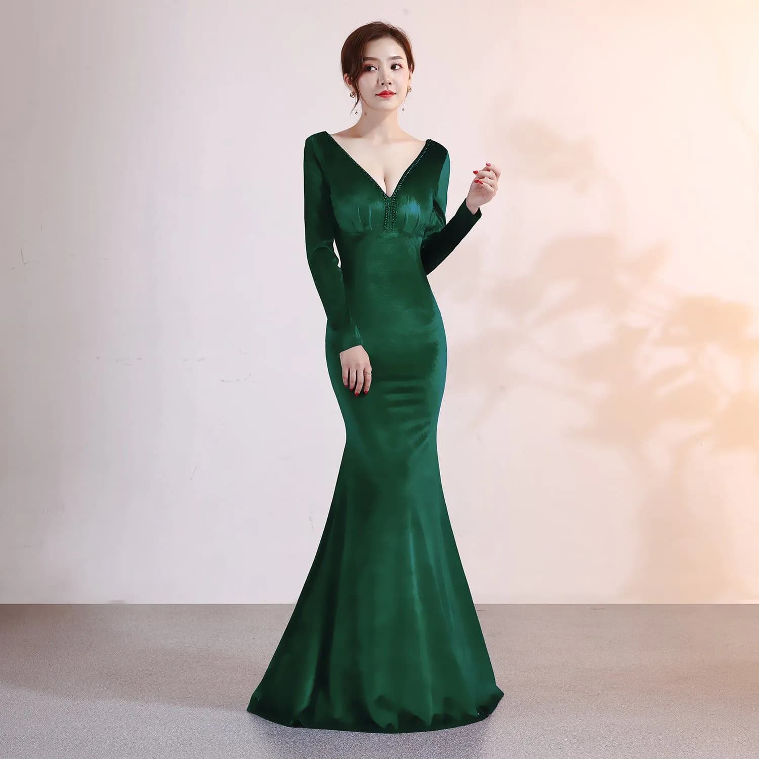 image-Velvet Evening Dress Mermaid Dress
