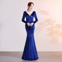 image-Velvet Evening Dress Mermaid Dress