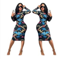 image-New Women Fashion Sexy Dress Print Hip Nightclub Skirt