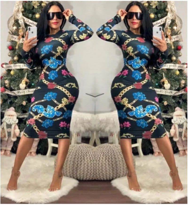 image-New Women Fashion Sexy Dress Print Hip Nightclub Skirt