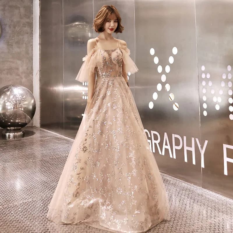 image-A Strappy Shoulder Fairy Evening Gown