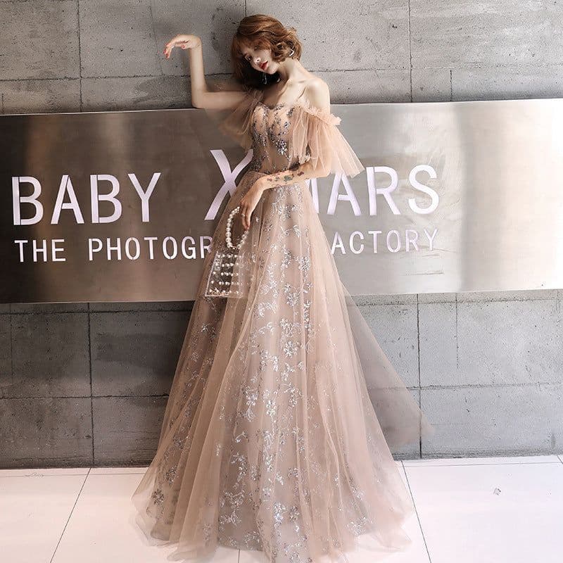 image-A Strappy Shoulder Fairy Evening Gown