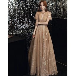 image-Champagne Fairy Dream Banquet Temperament Elegant Dress