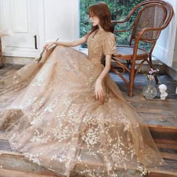 image-Champagne Fairy Dream Banquet Temperament Elegant Dress