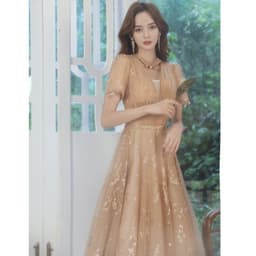 image-Champagne Fairy Dream Banquet Temperament Elegant Dress