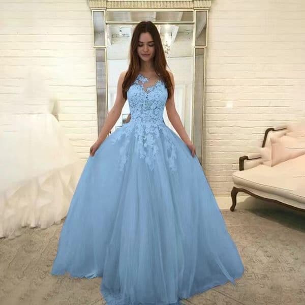 image-Women Wedding Dress Sleevless Flowers Lace Dress