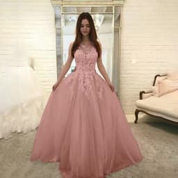 image-Women Wedding Dress Sleevless Flowers Lace Dress