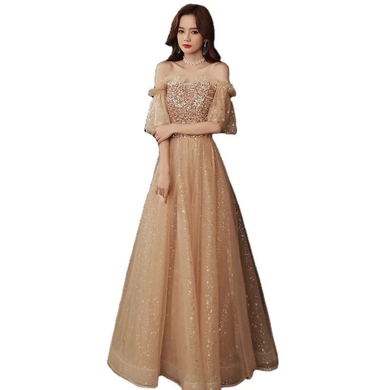 image-Long Blonde Dignified Host Socialite Banquet Temperament Bridesmaid Dress