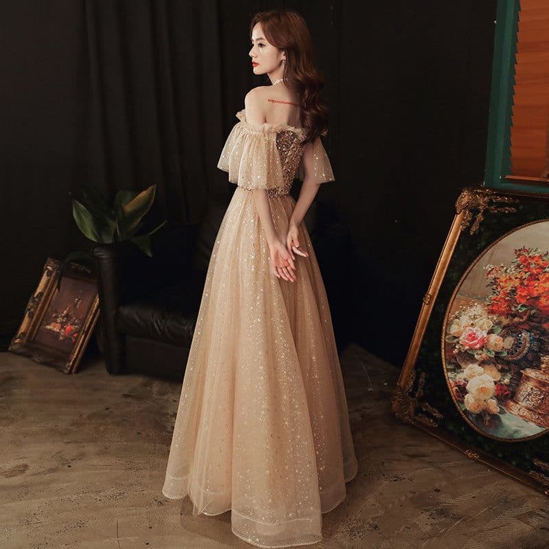 image-Long Blonde Dignified Host Socialite Banquet Temperament Bridesmaid Dress