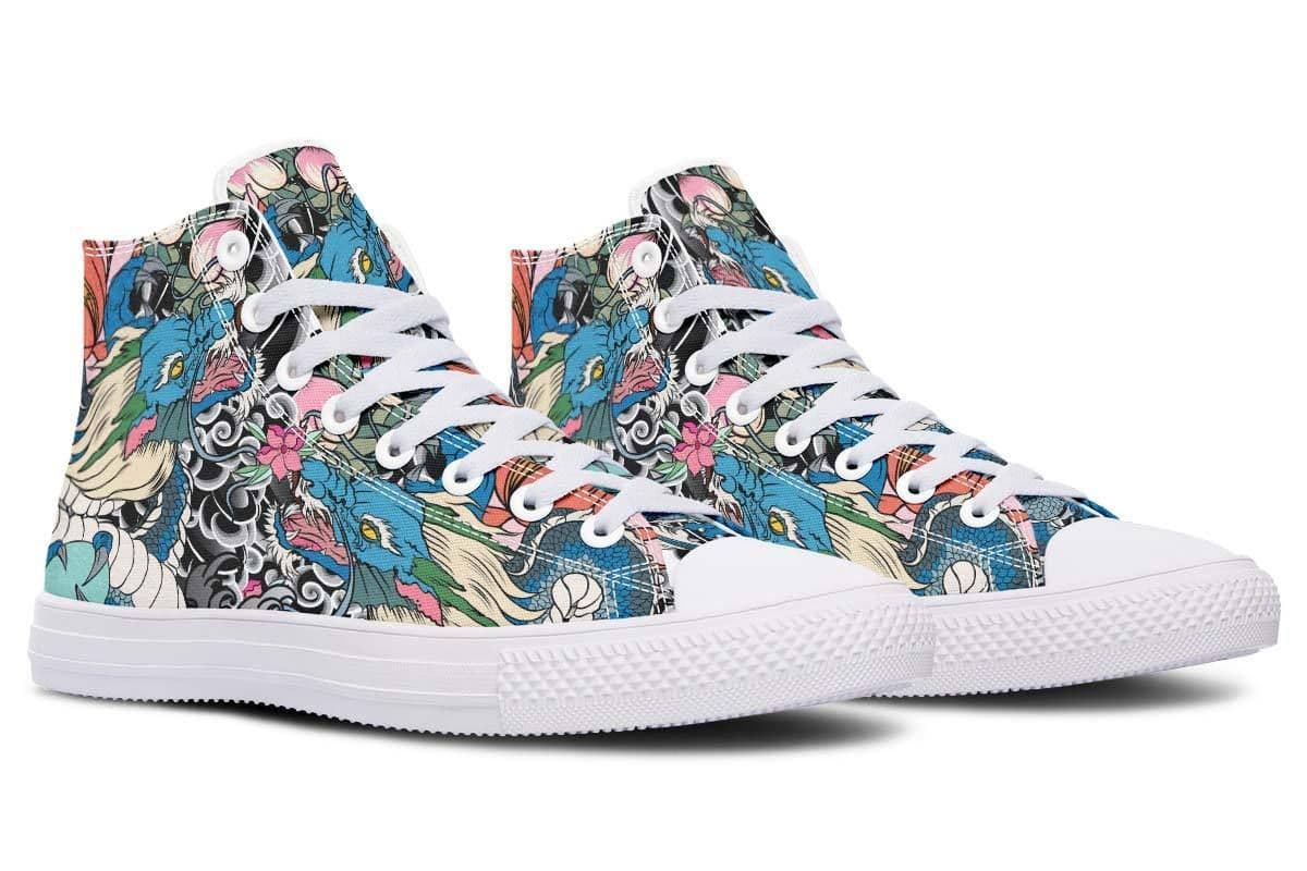image-Printed Couple High Top Canvas Shoes