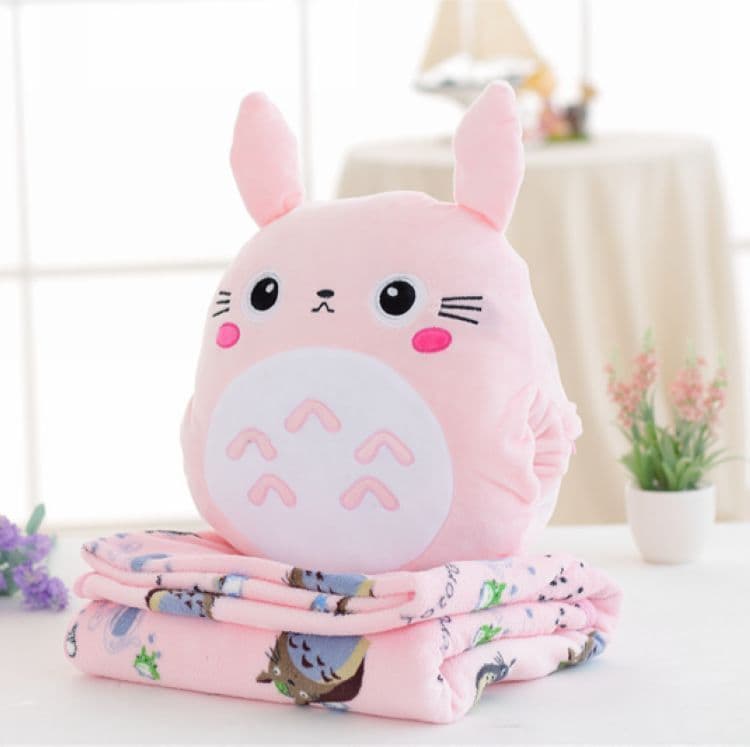 image-Cartoon Plush Pillow Blanket 3-in-1 - Car Travel