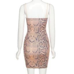 image-Snake Print Hollow Bag Hip Skirt Slim Dress