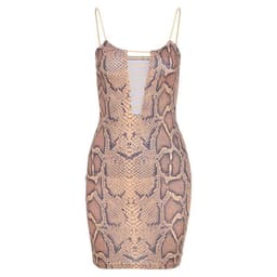 image-Snake Print Hollow Bag Hip Skirt Slim Dress