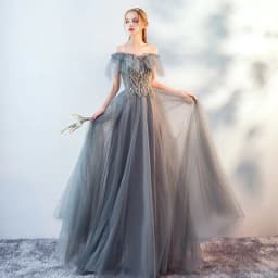 image-The Host's Annual Meeting Banquet Dress Skirt Fairy Air Shoulder Long Dress Female