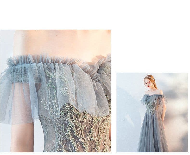 image-The Host's Annual Meeting Banquet Dress Skirt Fairy Air Shoulder Long Dress Female