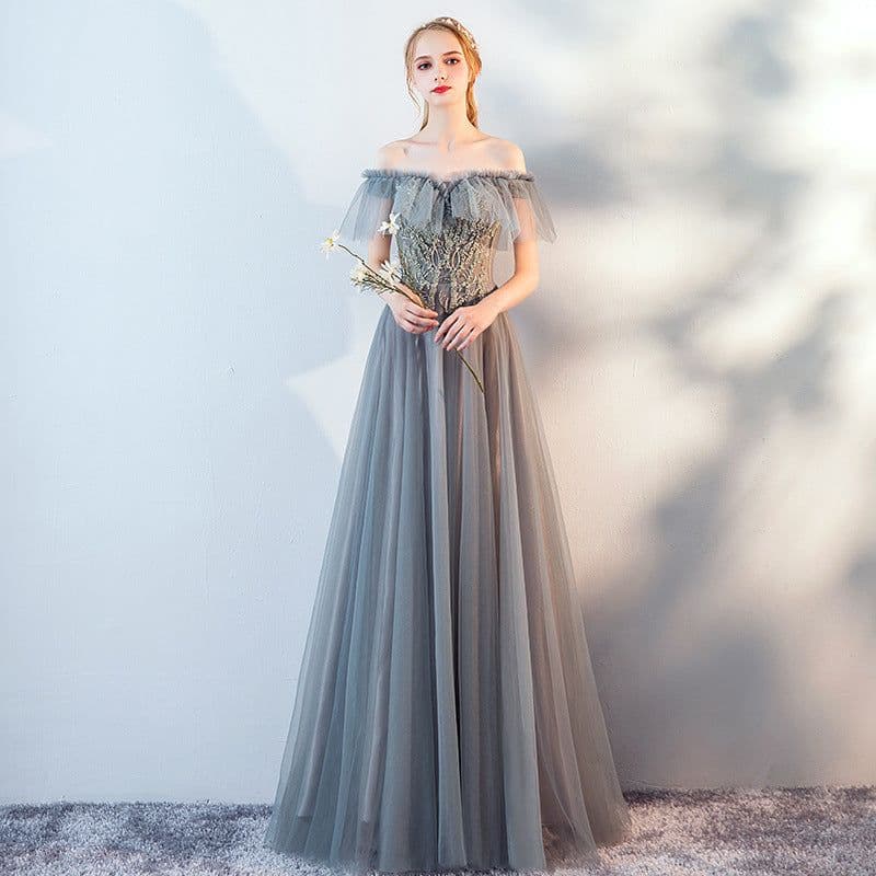 image-The Host's Annual Meeting Banquet Dress Skirt Fairy Air Shoulder Long Dress Female