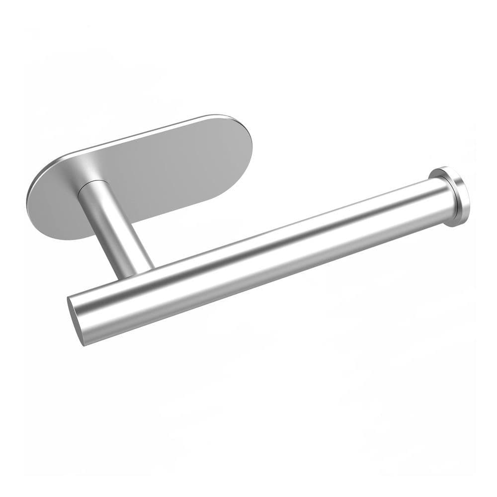 image-Toilet Roll Holder Dispenser Self Adhesive Silver Stainless Steel