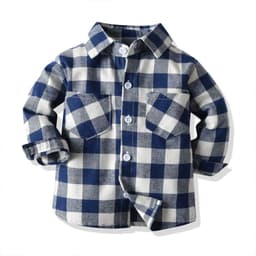 image-Korean children's clothing 2019 autumn and winter new boys double pocket long-sleeved cardigan plaid lapel kids shirt shirt