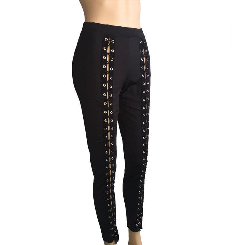 image-Factory direct sales Amazon new sexy eyelet straps Slim outer wear leggings foreign trade original women's clothing
