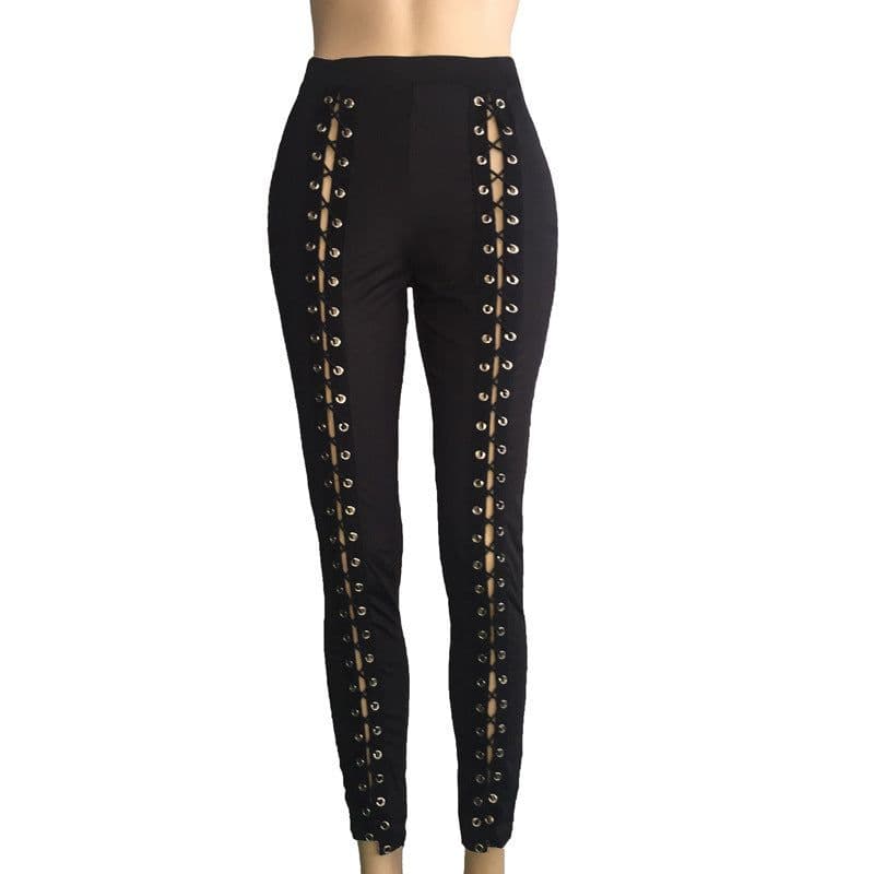 image-Factory direct sales Amazon new sexy eyelet straps Slim outer wear leggings foreign trade original women's clothing