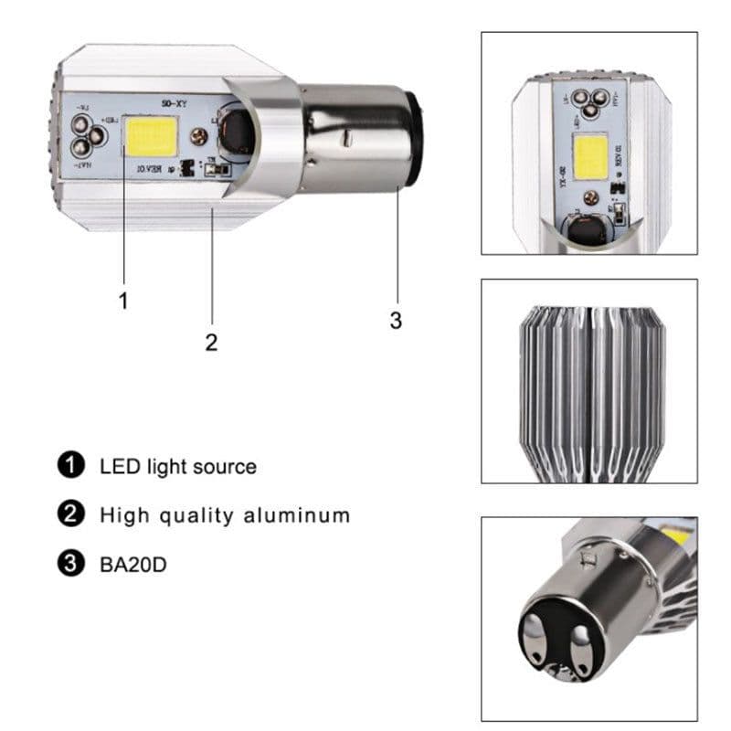 image-Motorcycle Led M4 Double Claw H6 Electric Vehicle Built-in Lights
