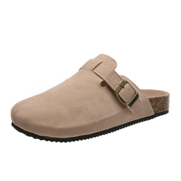 image-Women's Large Flat Sole Slip On Baotou Half Slippers