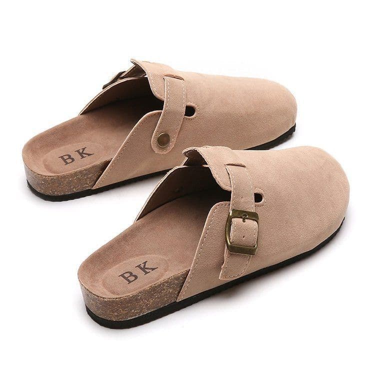 image-Women's Large Flat Sole Slip On Baotou Half Slippers
