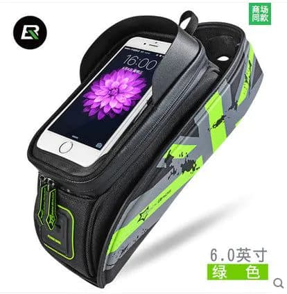image-Rock Brothers Red Star Award Ma Yingbao bicycle bag front beam bag riding on tube bag mobile phone waterproof saddle bag