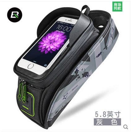 image-Rock Brothers Red Star Award Ma Yingbao bicycle bag front beam bag riding on tube bag mobile phone waterproof saddle bag