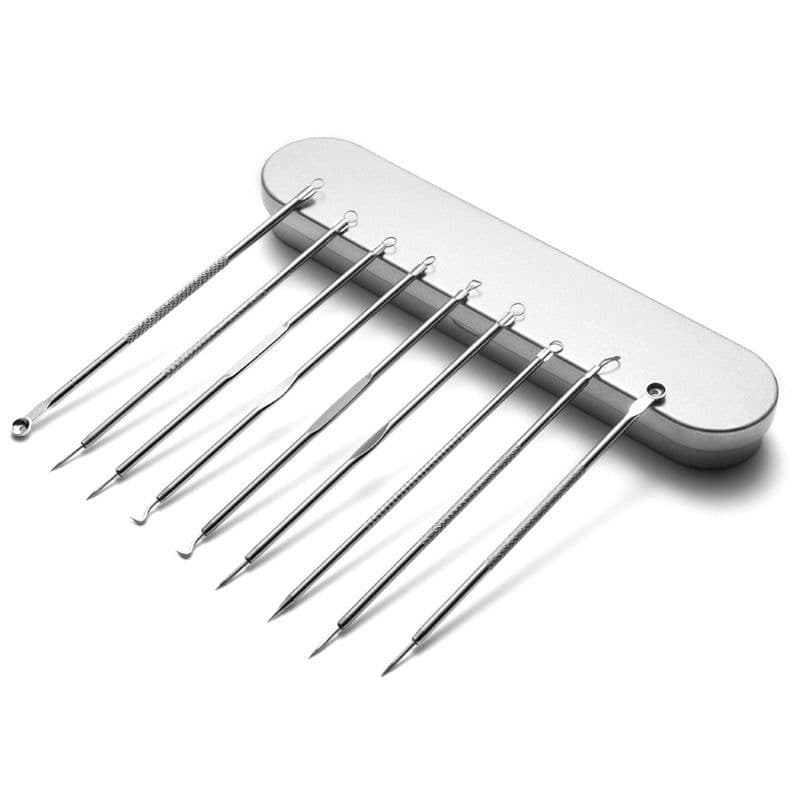 image-Factory wholesale stainless steel acne needle holder double-head teasing acne acne needle to blackhead beauty tool set