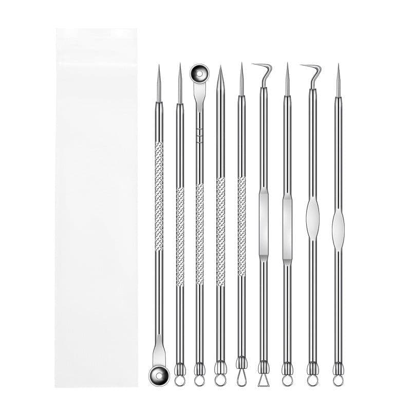 image-Factory wholesale stainless steel acne needle holder double-head teasing acne acne needle to blackhead beauty tool set