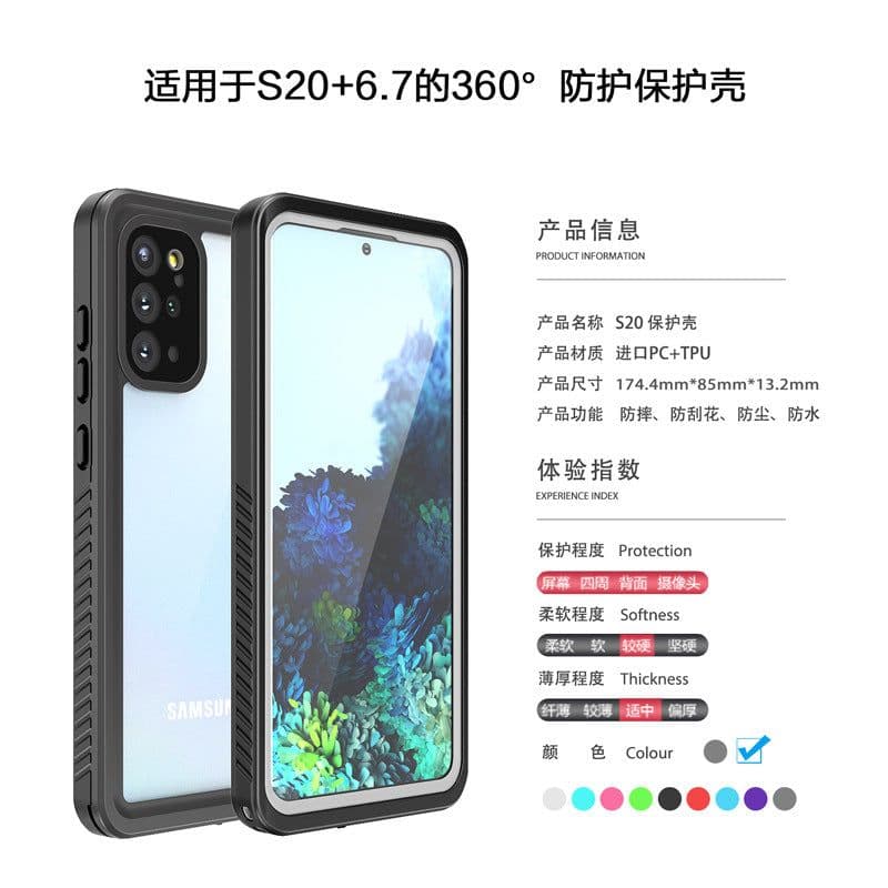 image-Suitable for Samsung Galaxy S20plus waterproof shell transparent anti-fall mobile phone protective cover 6.7 inch