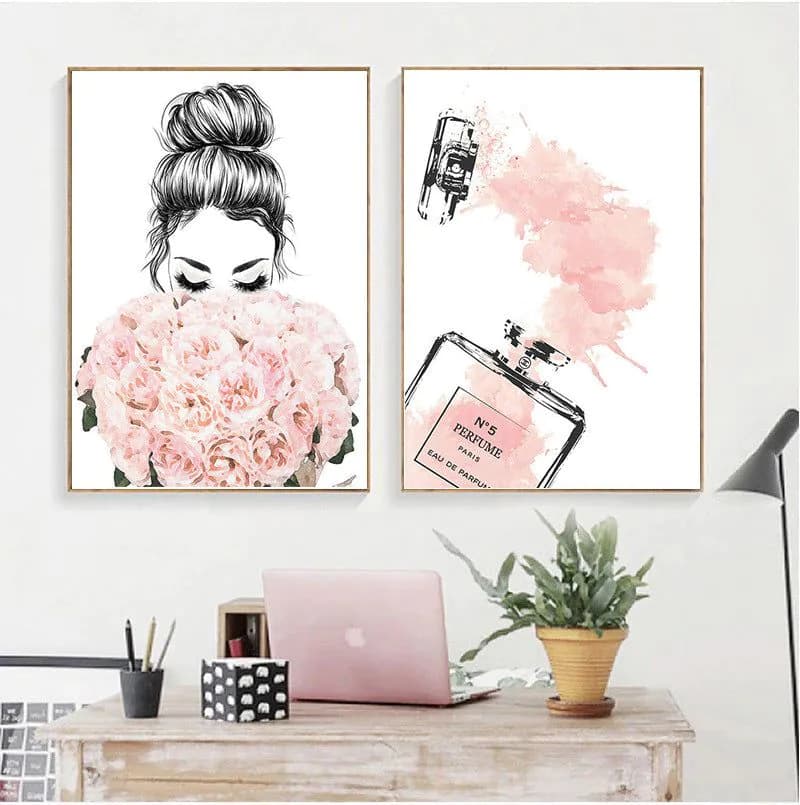 image-High Heels Books Perfume Bottle Magazine Modern Home Decoration Painting