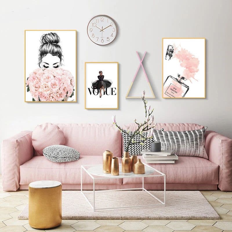 image-High Heels Books Perfume Bottle Magazine Modern Home Decoration Painting